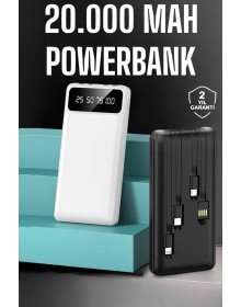Powerbank 20.000 Mah Dijital Göstergeli LCD Ekran Uzun Pil Ömrü