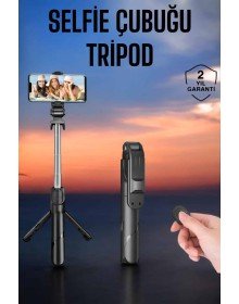 Tripod Kablosuz Bluetooth Bağlantılı Selfie Çubuğu 360 Derece Dönebilen