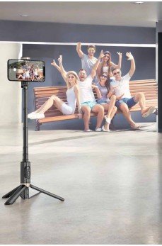 Selfie Çubuğu Tripod Kumandalı Telefon Tutucu Siyah