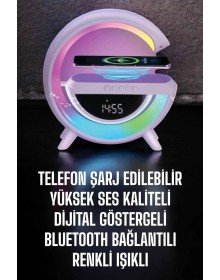 Bluetooth Hoparlör 15W Kablosuz Hızlı Şarj LED Gece Lambası