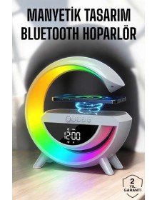 Bluetooth Hoparlör Dijital Göstergeli Wireless Şarj RGB Işıklı