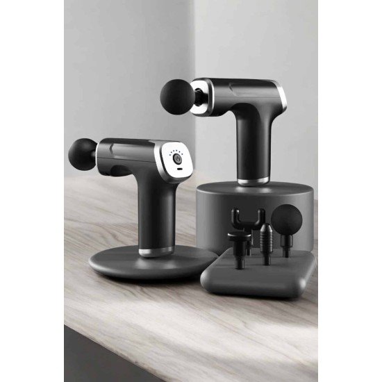 Masaj Tabancası 4 Başlıklı Kas ve Vücut Ağrıları İçin Şarjlı Darbeli