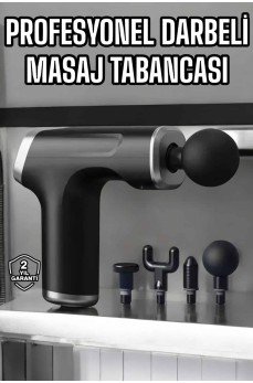 Masaj Tabancası 4 Başlıklı Kas ve Vücut Ağrıları İçin Şarjlı Darbeli