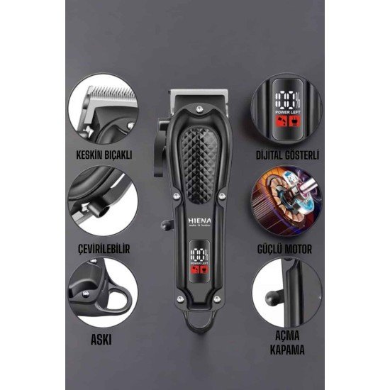 Suya Dayanıklı Tıraş Makinesi Keskin Bıçaklı Dijital Göstergeli Şarjlı