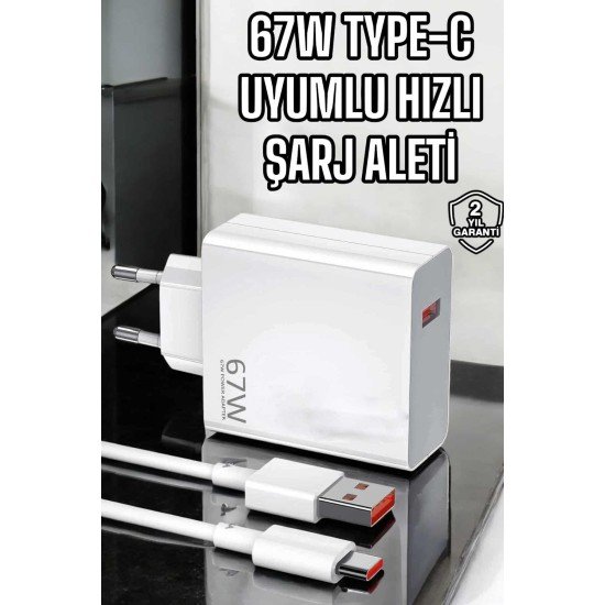 Şarj Aleti Turbo Hızlı 67W Type-C Hızlı Şarj Şarj Aleti Turbo Hızlı 67W Type-C Hızlı Şarj