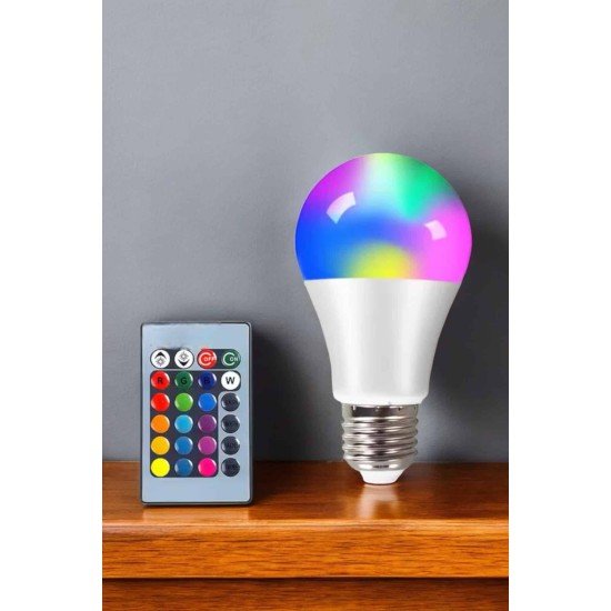 Renk Değiştirebilen RGB Işıklı Led Ampul A+Enerji 15 Watt Led Işık