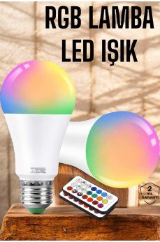 RGB Led Lamba Led Işık Ampul Renk Değiştirebilen 100 Watt
