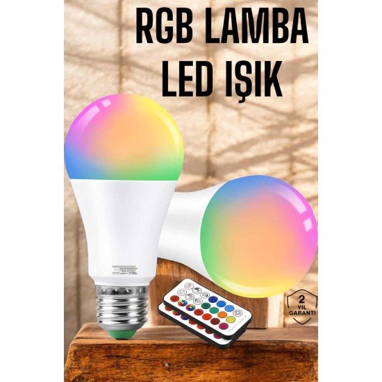 RGB Led Lamba Led Işık Ampul Renk Değiştirebilen 100 Watt