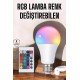 Led Ampul Enerji Dostu RGB Işıklı 100W Led Işık