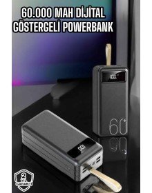 Powerbank 60.000 Mah Hızlı Şarj 4 Çıkışlı Uzun Şarj Süreli Dijital Göstergeli
