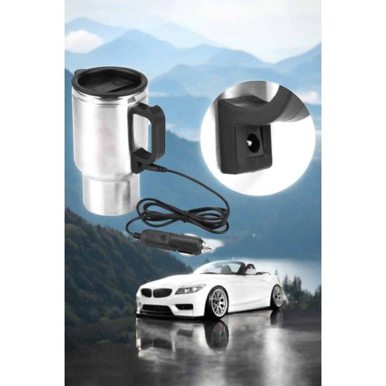 Araç İçi Çelik Su Isıtıcı Termos Bardak Çakmak Girişli Kupa Görünümlü Araç İçi Çelik Su Isıtıcı Termos Bardak Çakmak Girişli Kupa Görünümlü