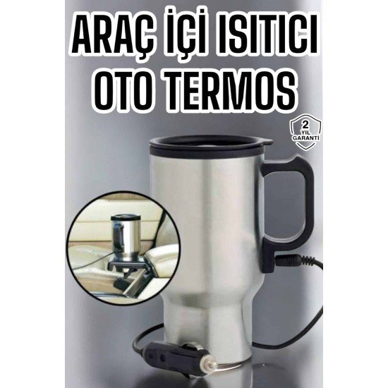 Araç İçi Çelik Su Isıtıcı Termos Bardak Çakmak Girişli Kupa Görünümlü Araç İçi Çelik Su Isıtıcı Termos Bardak Çakmak Girişli Kupa Görünümlü