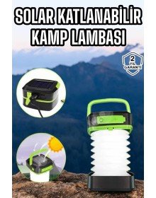 Güneş Enerjili Led Lamba Kamp Lambası Katlanabilir Lamba USB Şarjlı