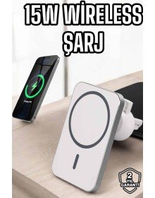 araç uyumlu Kablosuz 15W Taşınabilir Şarj Aleti Çift Kablo