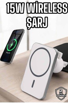 araç uyumlu Kablosuz 15W Taşınabilir Şarj Aleti Çift Kablo