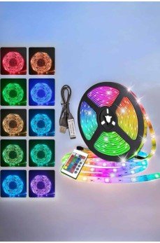 Yeni Nesil RGB Işıklı 10Metre Şerit Led Kumandalı Şarj Edilebilir