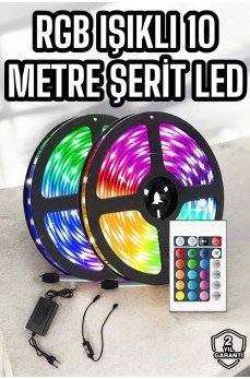 Yeni Nesil RGB Işıklı 10Metre Şerit Led Kumandalı Şarj Edilebilir