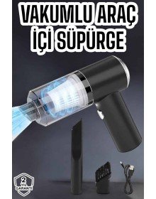 Üflemeli Güçlü Vakumlu Ev Ofis Araç Süpürgesi El Süpürgesi Şarjlı