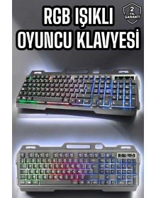Led Işıklı  Klavye Usb Girişli RGB Işıklı Q Klavye Mouse Hediyeli