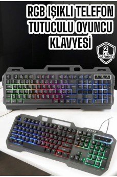 Q Klavye RGB Işıklı Klavye Ve Mouse Seti Kablolu Mouse Hediyeliş
