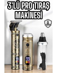 Tıraş Makinesi Üç Başlıklı Saç Sakal ve Vücut Tıraşına Uygun