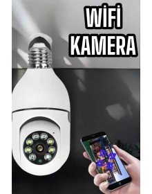 Wifi Kamera Duylu Ampul Görünümlü 360 Derece Dönebilen Ev Kamerası