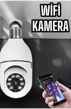 Wifi Kamera Duylu Ampul Görünümlü 360 Derece Dönebilen Ev Kamerası
