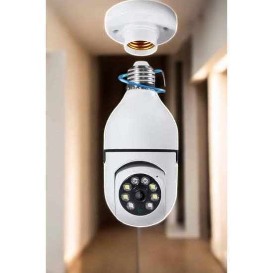 Wifi Kamera Duylu Ampul Görünümlü 360 Derece Dönebilen Ev Kamerası