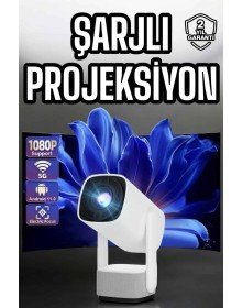 Şarjlı Projeksiyon Oyun Sinema Projektörü 4K HD Görüntü Kaliteli