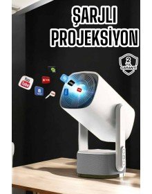 Akıllı Projeksiyon Powerbankli Taşınabilir Sinema Projektörü 4k HD Kaliteli