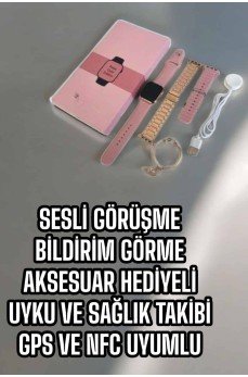 Akıllı Saat Sesli Görüşme Bildirim Görme Uyku ve Sağlık Takibi