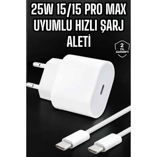 Güç Adaptörü ve Kablosu Şarj Aleti 15/15 Pro Max Uyumlu Hızlı Şarj