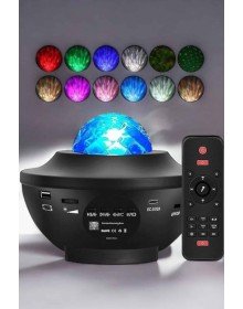 Çocuklara Özel Şarjlı Bluetooth Hoparlör Parti Led Lambası Yıldızlı Projeksiyon