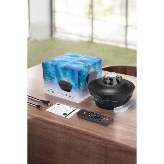 Projektör Yıldız Gece Lambası Disko Topu Bluetooth Bağlantılı Taşınabilir Şarjlı