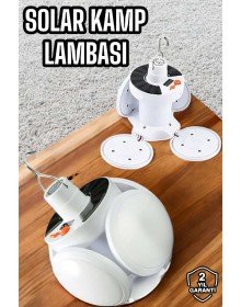 Kamp Lambası Işıldak Beyaz Işık Güneş Enerjili Solar Aydınlatma 5 Kanatlı Katlanabilir