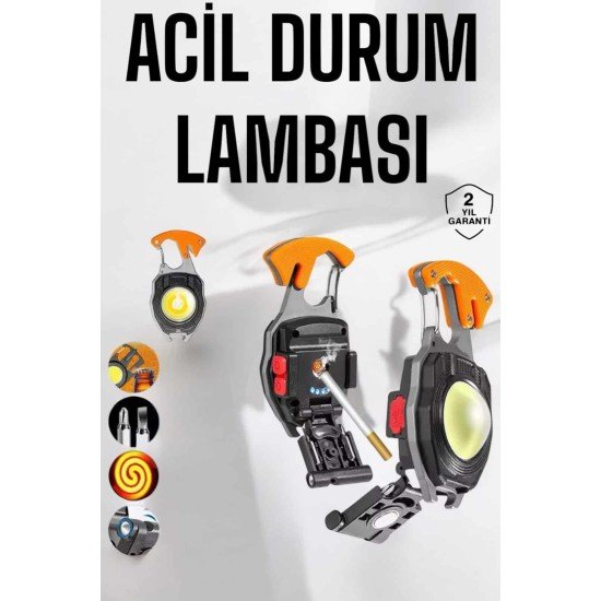 yeni nesil Kamp Feneri Çok Fonksiyonlu Fener Anahtarlık Usb Çakmaklı Cam Kırıcı Kemer Kesici Açacak