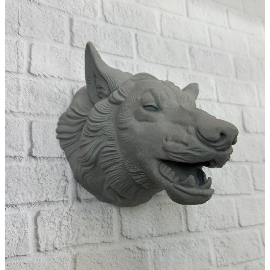 Gri Kurt Duvar Dekoru Asılabilir Dekoratif Heykel Tasarım