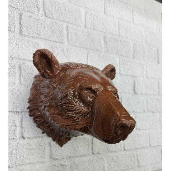 Ev ve Ofis İçin Dekoratif Ayı Başı Heykel Hediyelik Duvar Aksesuarı