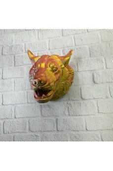 Altın Kaplama Görünümlü Kurt Duvar Süsü