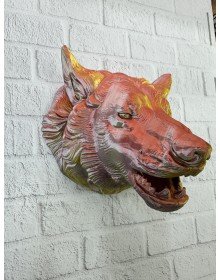 Dekoratif Altın Gold Kurt Duvar Heykeli Asılabilir Hediyelik 25x19 cm