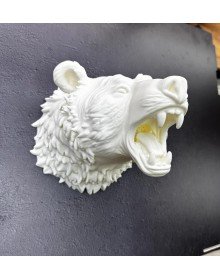 Beyaz Renk 3D Ayı Başı Duvar Dekoru