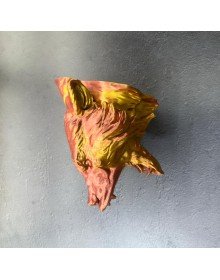 Dekoratif Asılabilir Jaguar Başı 3D Duvar Heykeli Gold Red 20x16 cm