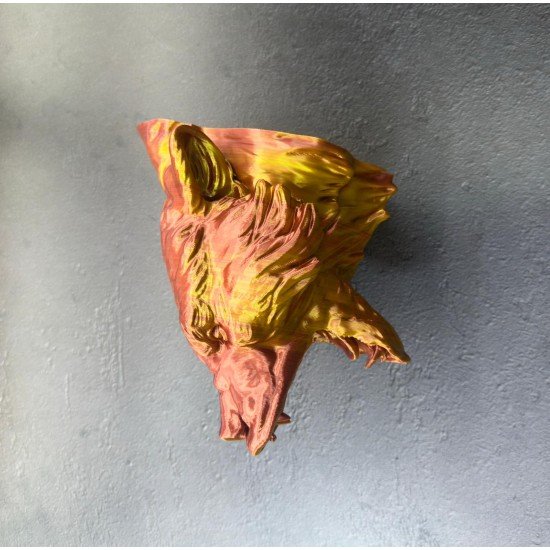 Dekoratif Asılabilir Jaguar Başı 3D Duvar Heykeli Gold Red 20x16 cm