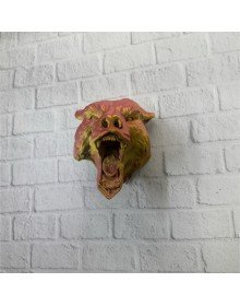 Dekoratif Asılabilir Jaguar Başı 3D Duvar Heykeli Gold Red 20x16 cm