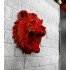 Dekoratif Asılabilir Aslan Başı 3D Duvar Heykeli Gold Red 20x21 cm