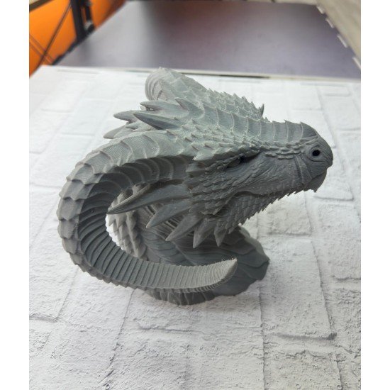 3D Ejderha Başı Heykeli Koleksiyonluk Dekoratif Figür 22x17 cm