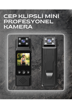 WiFi Destekli Mini Kamera – 180° Dönebilen Lens, 1080P Video, TFT Ekranlı