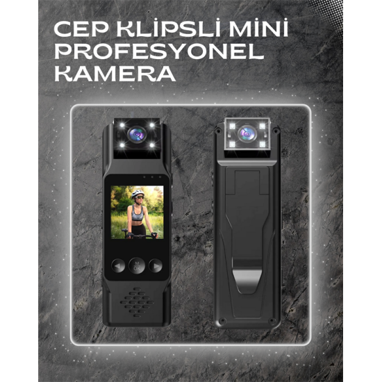 WiFi Destekli Mini Kamera – 180° Dönebilen Lens, 1080P Video, TFT Ekranlı