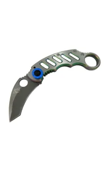 X05BL Gümüş Karambit 17 cm - Metal Saplı, Manuel