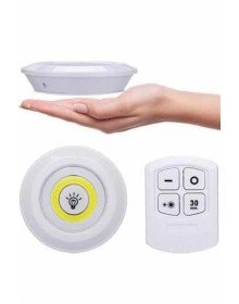 Yapışkanlı 3'lü Spot Led Işık Lamba Montajsız Pilli Uzaktan Kumandalı